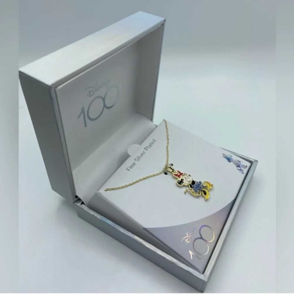Disney Minnie Mouse Fine Silver Plated Silver Pendant Necklace